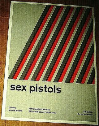 Sex Pistols Sid Vicious Rock Concert Poster Swiss Punk Graphic Art Johnny Rotten