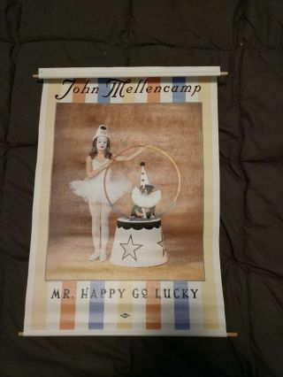 John Cougar Mellencamp Mr.  Happy Go Lucky 23 " X 15 " Vinyl Poster / Banner Nos