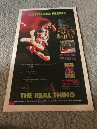 Vintage 1990 Faith No More " The Real Thing " Album Cd Poster Print Ad