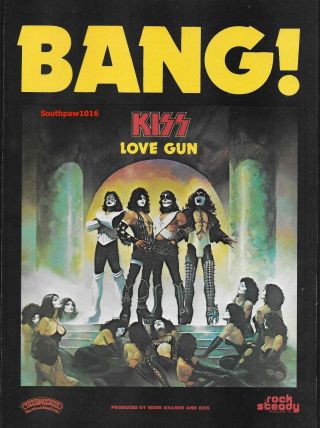1977 Kiss " Love Gun " Album Release Vintage Print Advertisement