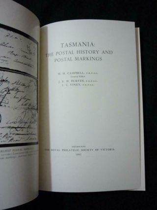 TASMANIA: THE POSTAL HISTORY AND POSTAL MARKINGS by CAMPBELL PURVES & VINEY 2