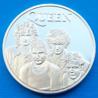 Queen Rock Band - Freddie Mercury - Brian May Unc 40mm Silver Plated Coin