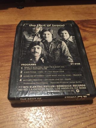The Best Of Bread 1973 Elecktra Records 8 Track Tape