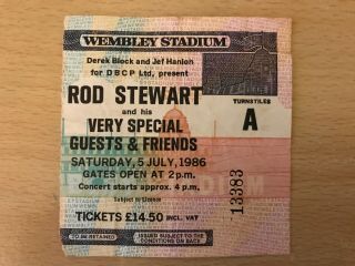 Rod Stewart/ Elo Wembley Stadium Ticket Stub Sat 5th July 1986