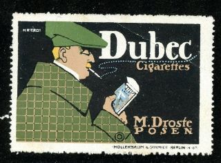 Poland Poster Stamp 1912 Posen Dubec Cigarettes M.  Droste Erdt Artist