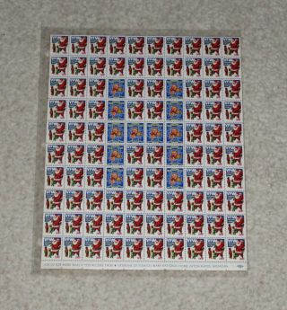 Vfw National Home Seals Stamps - 2 Full Sheets - Santa Christmas 1955 - 6 1957 - 8