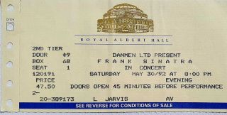 Frank Sinatra Rare Ticket Royal Albert Hall 30/05/1992