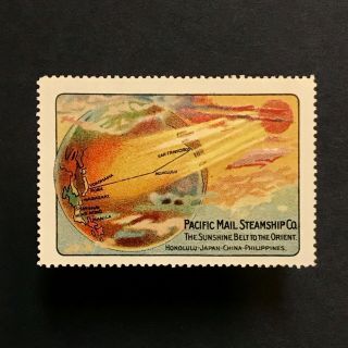Poster Stamp Usa 1915 Pacific Mail Steamship Company Honolulu Japan Mnh