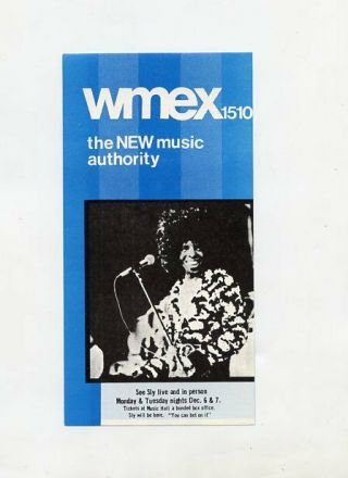 Sly & The Family Stone 1971 Boston Concert Ad Handbill Wmex Music Chart