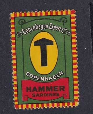 Denmark Poster Stamp Copenhagen Export Co Hammer Sardines