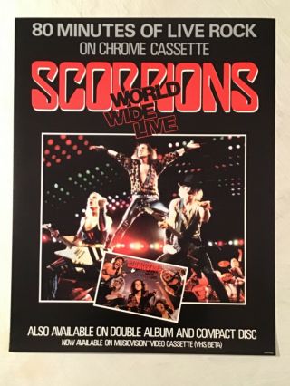 Scorpions 1985 Promo Poster World Wide Live Black
