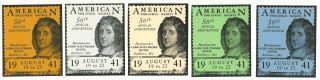 American Philatelic Society,  1941,  Set Of 5 Colors,  Poster Stamps,  N.  H.