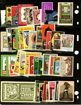 Germany Poster Stamps 1912 80,  Different Stamps Beer Cigarettes Candles Shoe