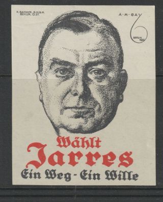 German Poster Stamp Political 1925 Artist Cay Large