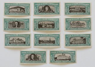 Lewis & Clark Exposition Portland 1905 Set Of 11 Poster Stamps Green H