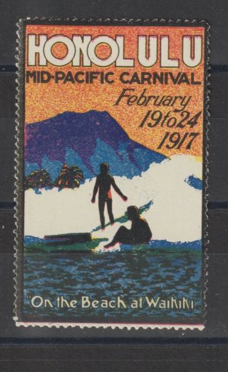 Us Poster Stamp Honolulu Mid Pacific Carnival 1917