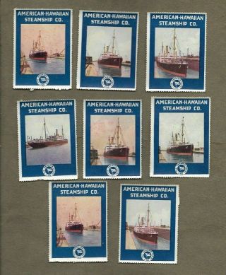American Hawaiian Steamship Co Panama Canal Set Of 16 1915 Usa Poster Stamps