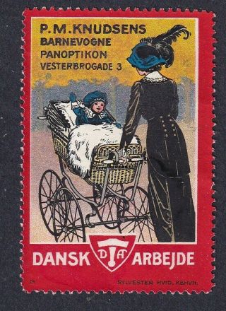 Denmark Poster Stamp Knudsen Pram Factory 1913