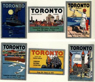 Toronto Canada Canadian National Exhibition 6 Brilliant Poster Stamps,  1923