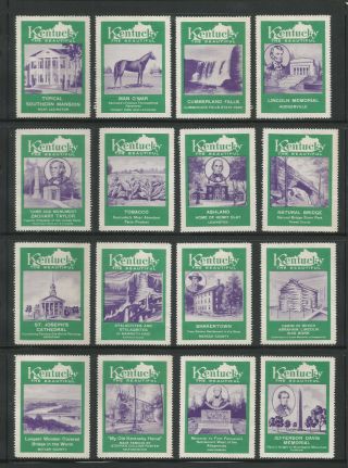 Kentucky The Visit Us Poster Stamps 1941 Complete Set Of 25 Diff,  2 Dup