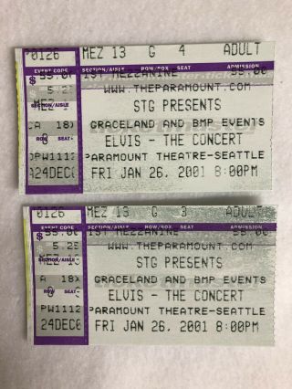 2001 Elvis Presley - The Concert Ticket Stubs (2),  Paramount Theater - Seattle