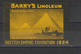 Uk Poster Stamp British Empire Exhibition 1924 Pyramids Camels Rrr