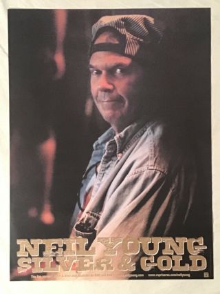 Neil Young 2000 Matte Promo Poster Silver And Gold