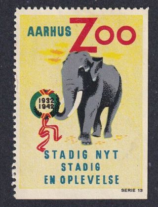 Denmark Poster Stamp Elephant Aarhus Zoo
