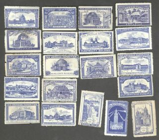 1901 Pan American Exposition All 20 Blue Cinderella Stamp S Am Expo Label