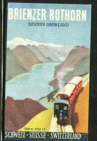 Switzerland Tourism Travel Poster Stamp Locomotive Railroad Brienzer Rothorn