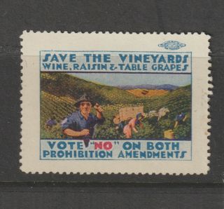 Us Poster Stamp Save The Vineyards Prohibition Amendents