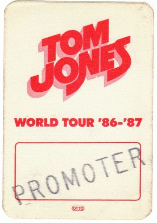 Tom Jones 1986 - 87 Tour Cloth Backstage Pass