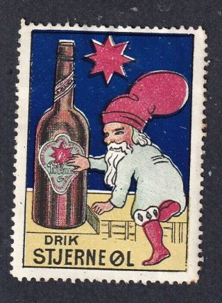 Denmark Scarce Poster Stamp Beer Brewery Stjernen