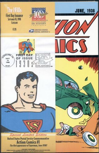 1998 U.  S.  Postal Service Commemorative Action Comics 1,  1st Superman June 1938