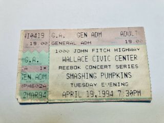 Smashing Pumpkins " Siamese Dream Tour " 1994 Concert Ticket Stub Fitchburg