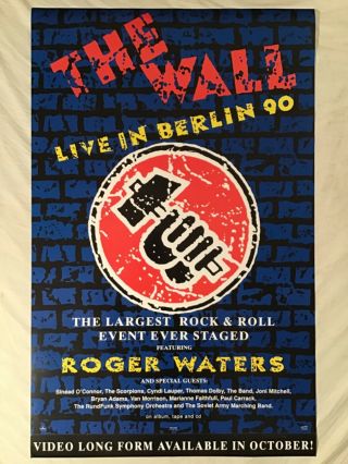 Roger Waters 1990 Promo Poster The Wall Live In Berlin Pink Floyd