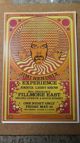 Jimi Hendrix Experience 1967 Fillmore East Concert Poster