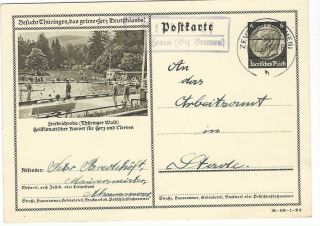 Germany 1938 6pf Stationery Card Friedrichroda Swimming Pool