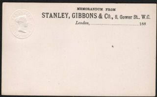 1/2d Pink Qv Post Card Advertising Stanley Gibbons Gower St London 188 -