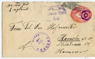 Guatemala Envelope 10c,  Coban,  Via Livingston To Germany 1900 (a840)