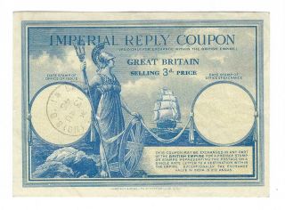 Irc Imperial Reply Coupon Great Britain 3d Issued 1945