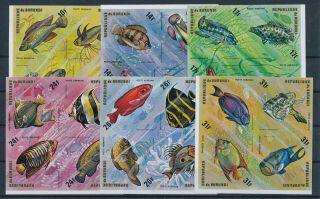 [i1140] Burundi 1974 Airmail Fishes Complete Set Of Stamps Vf Mnh Imperf $900