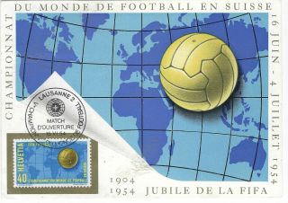 Switzerland 1954 Football World Cup Opening Match Fifa Jubilee Registered Card
