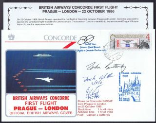 22.  10.  86 Ba Concorde Cpt Butterley & Crew [finn] Signed Cover_prague - London_ 1/1