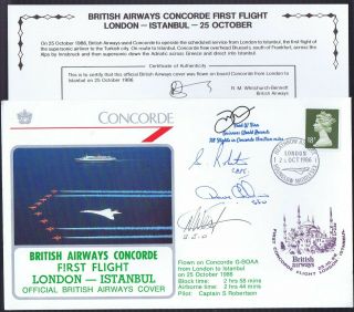 25.  10.  86 Ba Concorde Cpt Robertson & Crew[finn]signed Cover_london - Istanbul_ 1/1