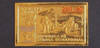 Equatorial Guinea 1972 Space Xf Imperf Mnh Ovp Gold In Numb Booklet Apollo 16