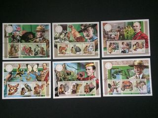 French Colonies - Central Afica Mnh Perf Stamp Sheets - Scouts - Fauna