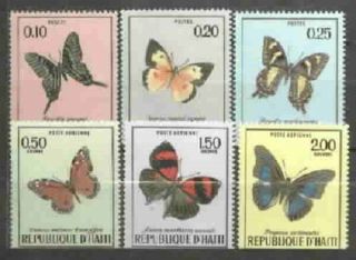 Butterflies Colorful 1969 Complete Nh Set Of 6 Haiti 625 - 627,  C348 - C350