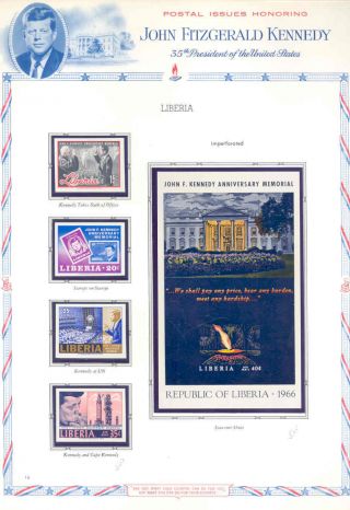 Liberia Memorial Tribute Pres.  John F Kennedy Deluxe Imperf S/s & Set Nh