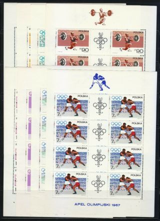 Poland 1967 Mnh Mi 1761 - 1768 Sc 1502 - 1509 Set Of Klb,  Olympic Games,  Mexico City